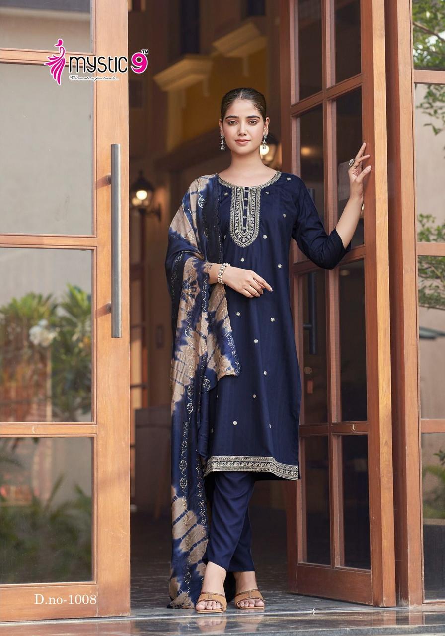 Dolly Vol 1 By Mystic 9 D Rayon Embroidery Kurti With Bottom Dupatta Wholesale Price In Surat
